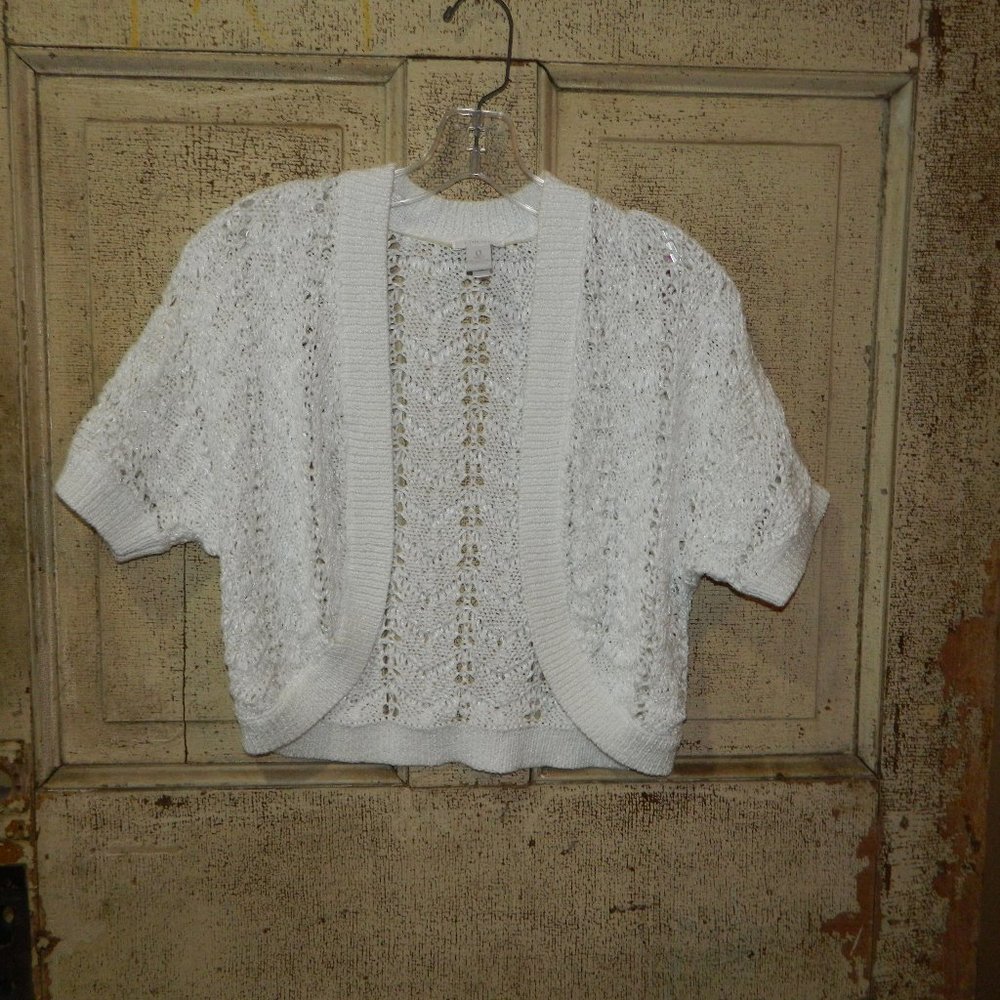 Chico's Open Front Cropped Knit Sweater Cardigan Size 0 - Small (O-22)
